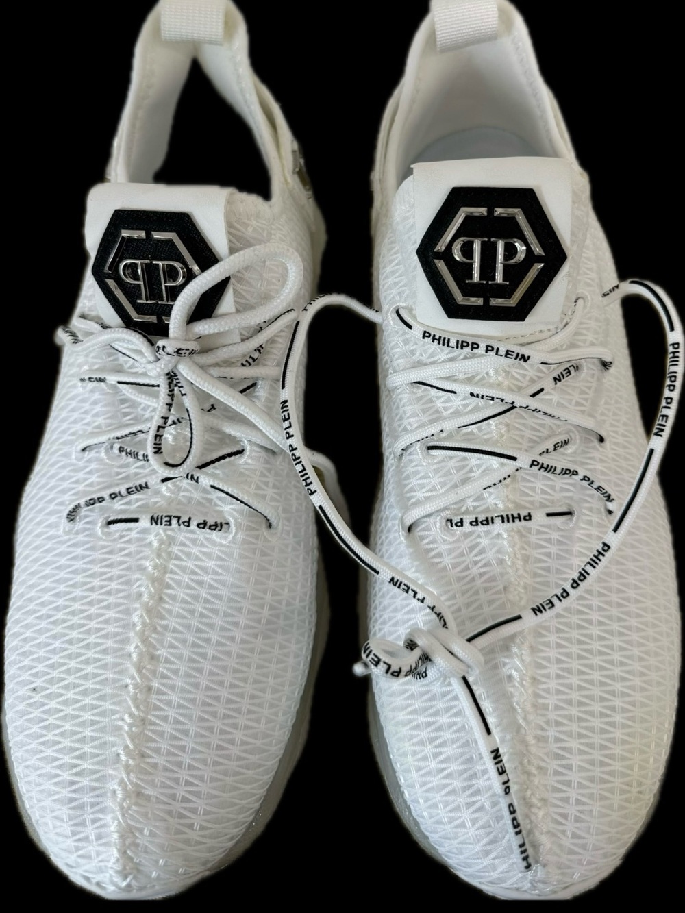Philipp Plein Woman White Logo Knit Sneakers New Authentic